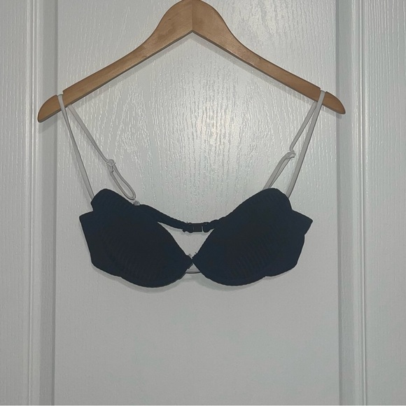 ONIA Johanna Top in Black White Straps Ribbed Curved Shape Adjustable Medium - Picture 4 of 11